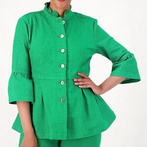 Studio Park x Jane Treacy Women's Green Denim Jacket Size S